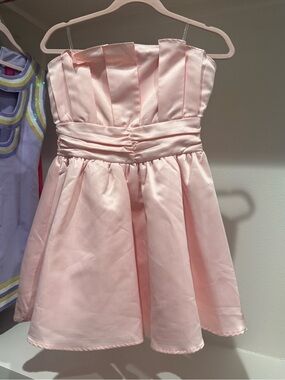 Girls' Pink Party Dress with Pleated Bodice